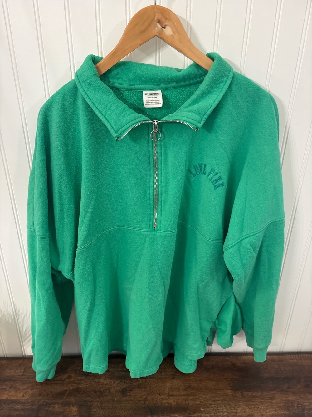 Pink Green Half-Zip Fleece Pullover